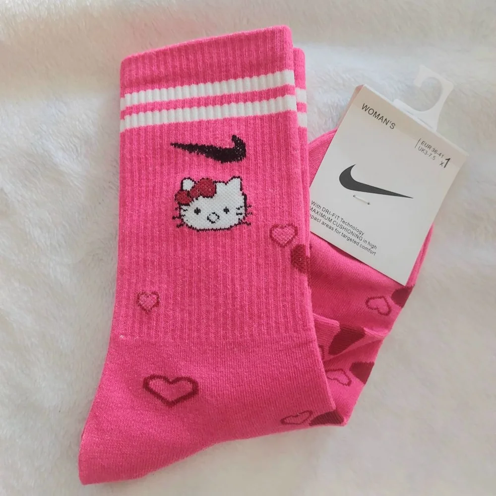 Nike (2 pairs)Hello Kitty Heart Print Socks in Pink and White Women size 7-9.5